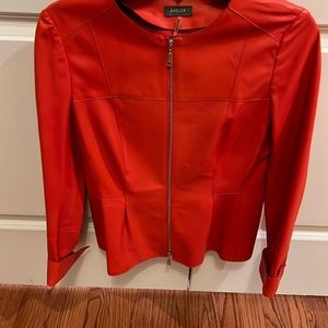 Leather zip front jacket